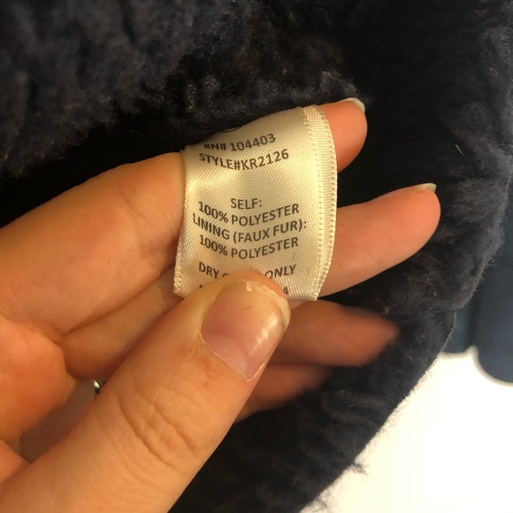 J.O.A. Navy Faux Shearling Biker Jacket Sz XS - Picture 7 of 7